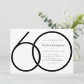 ミニマモダンリスト白黒60th誕生日パーティー 招待状 (スタンド正面)