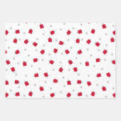 ミニマモダンリスト白黒&レッドクリスマス ラッピングペーパーシート (正面3)