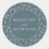ミニマモダンリスト石板ブルー結婚ズ ラウンドシール (正面)