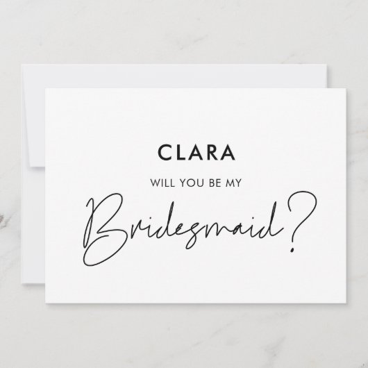 ミニマモダンリスト私の花嫁のメイドカードになる 招待状 (正面)