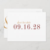 ミニマモダンリスト秋の結婚式日付を保存 案内ポストカード (正面/裏面)