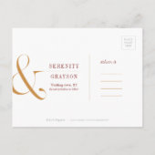 ミニマモダンリスト秋の結婚式日付を保存 案内ポストカード (裏面)