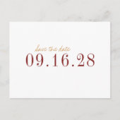 ミニマモダンリスト秋の結婚式日付を保存 案内ポストカード (正面)