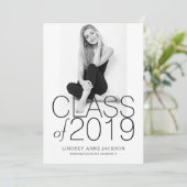 ミニマモダンリスト積み重ね文字卒業写真 案内状 (スタンド正面)