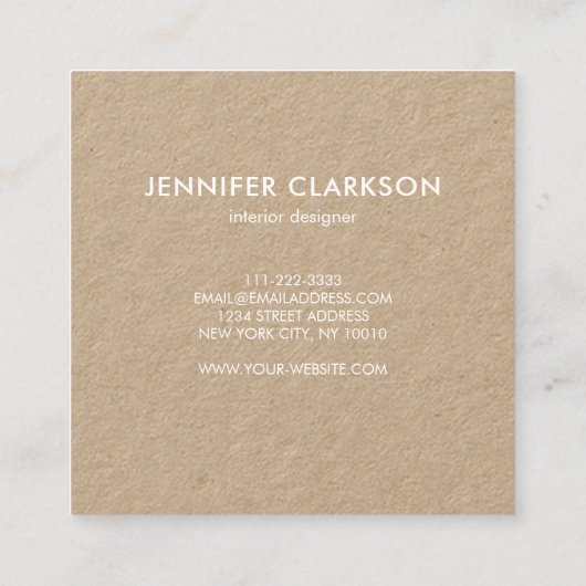 ミニマモダンリスト素朴クラフトプロフェッショナル スクエア名刺 (裏面)