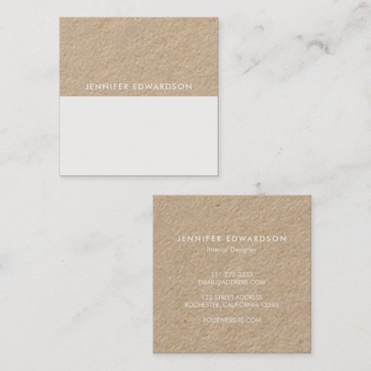 ミニマモダンリスト素朴クラフトプロフェッショナル スクエア名刺 (正面/裏面)