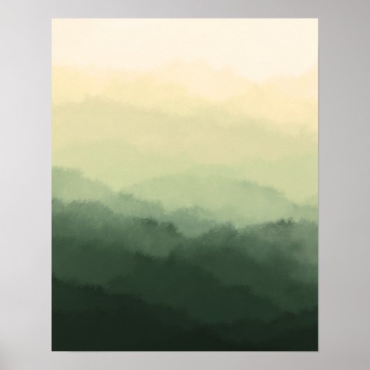 ミニマモダンリスト素朴グリーンマウンテンズ抽象芸術 ポスター (正面)