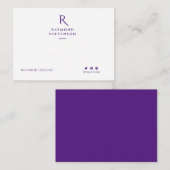 ミニマモダンリスト紫と白モノグラム ノートカード (正面/裏面)
