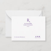 ミニマモダンリスト紫と白モノグラム ノートカード (正面)