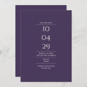 ミニマモダンリスト紫結婚の セーブザデート (正面/裏面)