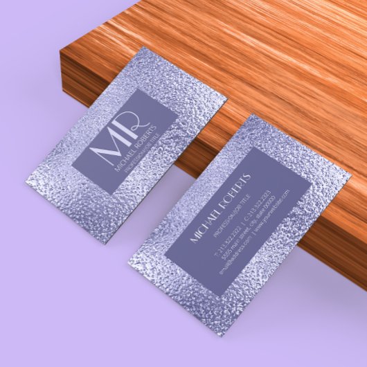 ミニマモダンリスト紫色の箔メタリック 名刺