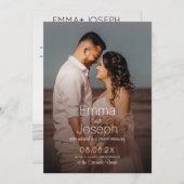 ミニマモダンリスト結婚した写真アナウンスメントカード (正面/裏面)