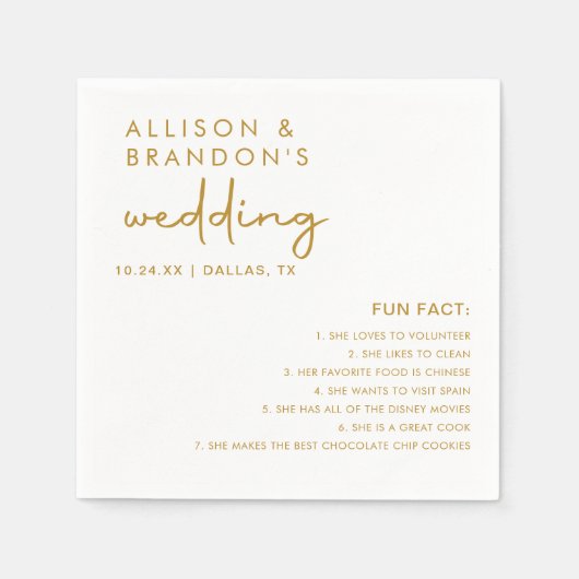 ミニマモダンリスト結婚のおもしろい事実 スタンダードカクテルナプキン (正面)