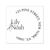 ミニマモダンリスト結婚のアドレス・ラウンド セルフインキングスタンプ (デザイン)