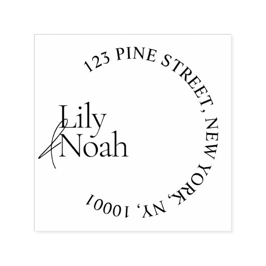 ミニマモダンリスト結婚のアドレス・ラウンド セルフインキングスタンプ (デザイン)