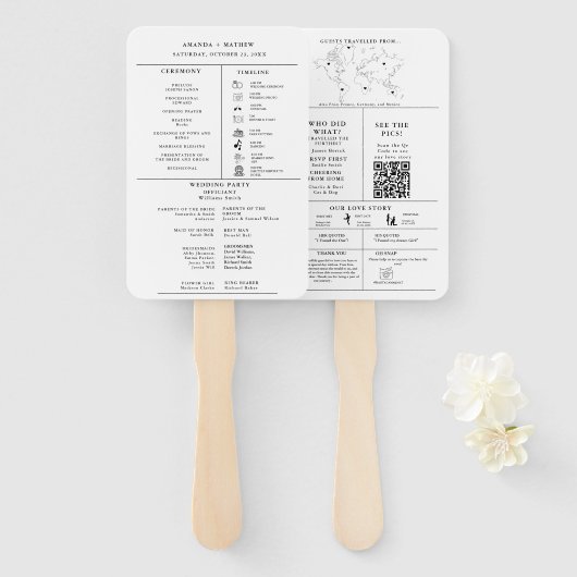 ミニマモダンリスト結婚のインフォグラフィック計画 ハンドファン (正面&裏面)