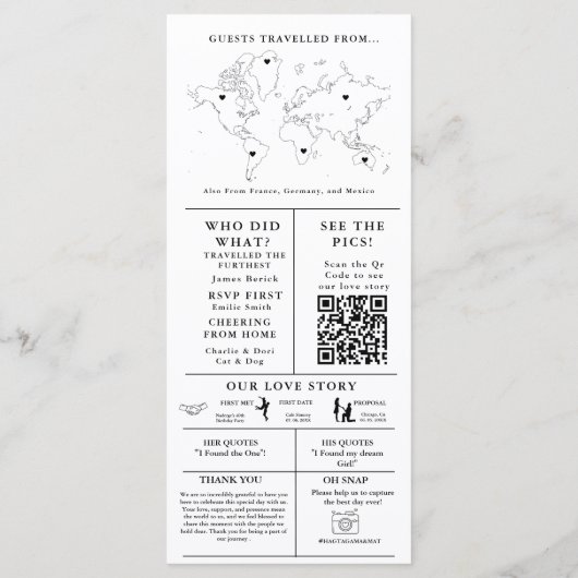 ミニマモダンリスト結婚のインフォグラフィック計画 プログラム (裏面)