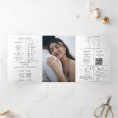 ミニマモダンリスト結婚のインフォグラフィック計画 三つ折り招待状 (内部)