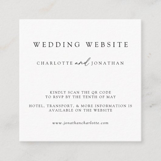 ミニマモダンリスト結婚のウェブサイトQRコードエンクロサー エンクロージャーカード