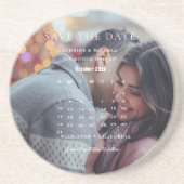 ミニマモダンリスト結婚のカレンダーに日付を保存 コースター (正面)