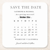 ミニマモダンリスト結婚のカレンダーに日付を保存 スクエアペーパーコースター (正面)