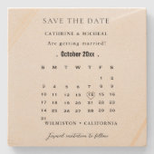 ミニマモダンリスト結婚のカレンダーに日付を保存 ストーンコースター (正面)