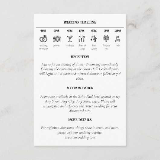 ミニマモダンリスト結婚のタイムライン詳細 エンクロージャーカード (正面)
