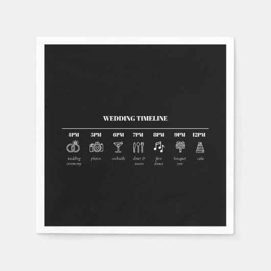 ミニマモダンリスト結婚のタイムライン詳細 スタンダードカクテルナプキン (正面)
