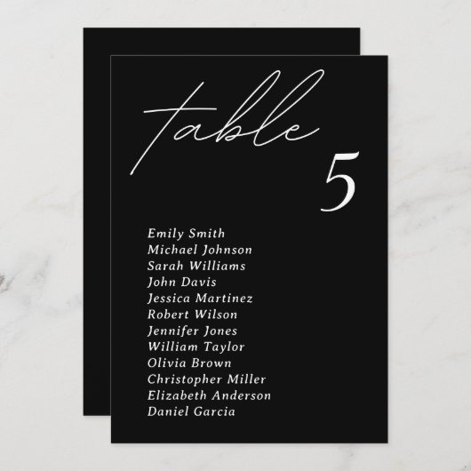 ミニマモダンリスト結婚のテーブル席表カード 招待状 (正面/裏面)