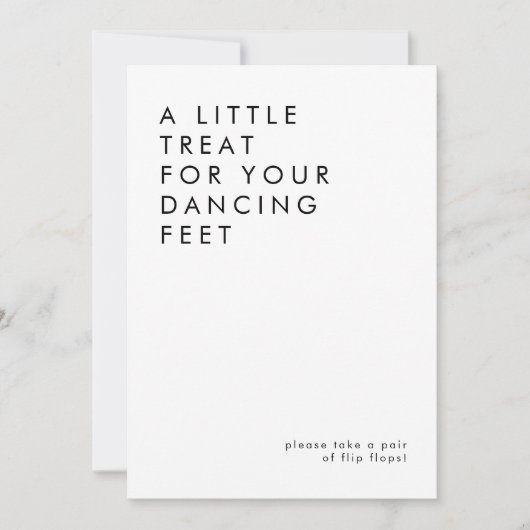 ミニマモダンリスト結婚のビーチサンダル記号 招待状 (正面)