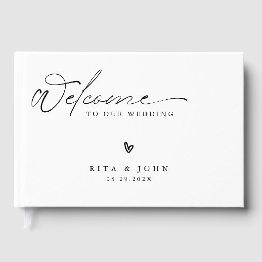 ミニマモダンリスト結婚のフォイルのゲストブック ゲストブック (正面)