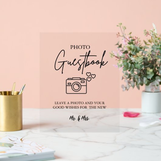 ミニマモダンリスト結婚のフォトゲストブックサイン アクリルサイン (ウェディング)