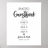 ミニマモダンリスト結婚のフォトゲストブックサイン ポスター (正面)