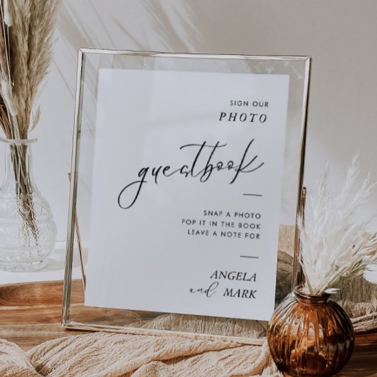 ミニマモダンリスト結婚のフォトゲストブックサイン ポスター