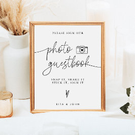 ミニマモダンリスト結婚のフォトゲストブックサイン ポスター