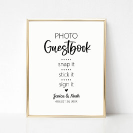 ミニマモダンリスト結婚のフォトゲストブックサイン ポスター