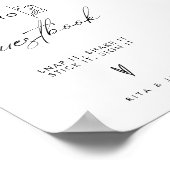 ミニマモダンリスト結婚のフォトゲストブックサイン ポスター (角)