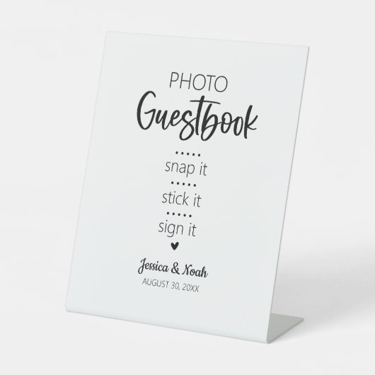 ミニマモダンリスト結婚のフォトゲストブックサイン 台座サイン (正面)