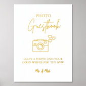 ミニマモダンリスト結婚のフォトゲストブックサイン 箔ポスター (正面)