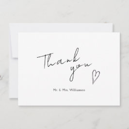 ミニマモダンリスト結婚のフラットサンキューカード サンキューカード