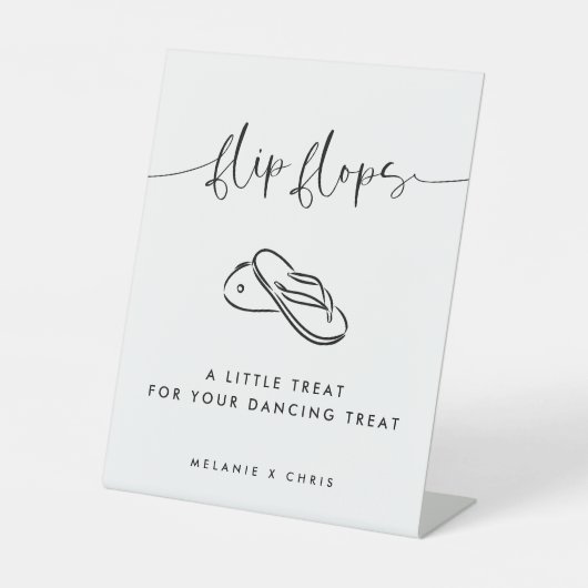 ミニマモダンリスト結婚のフリップフロップ踊り足 台座サイン (正面)