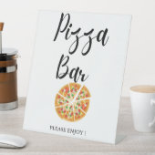 ミニマモダンリスト結婚のブライダルシャワーピザバー 台座サイン (インサイチュ)