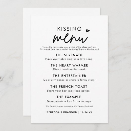 ミニマモダンリスト結婚のメキスをするニュー メニュー (正面/裏面)