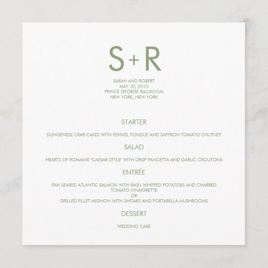 ミニマモダンリスト結婚のメニューカード メニュー (正面)