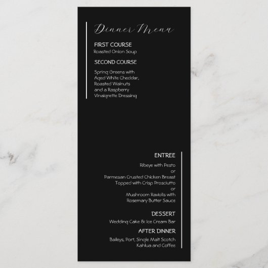 ミニマモダンリスト結婚のメニュー メニュー (正面)