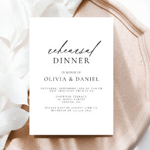 ミニマモダンリスト結婚のリハーサルディナー 招待状