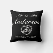 ミニマモダンリスト結婚のリングや輪ハート クッション (裏面)