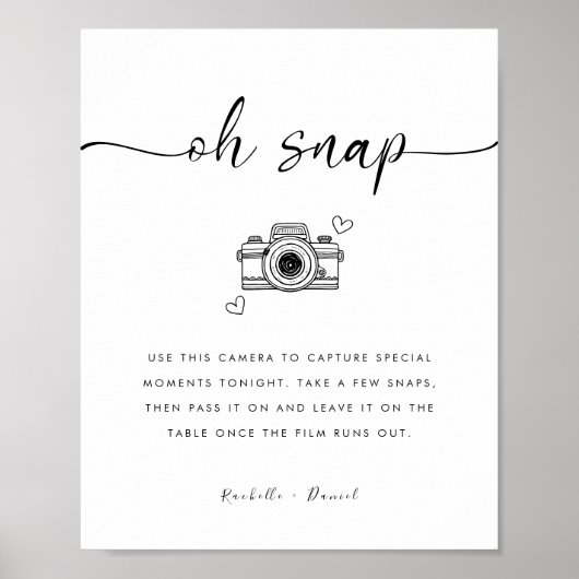 ミニマモダンリスト結婚の使い捨てカメラサイン ポスター (正面)