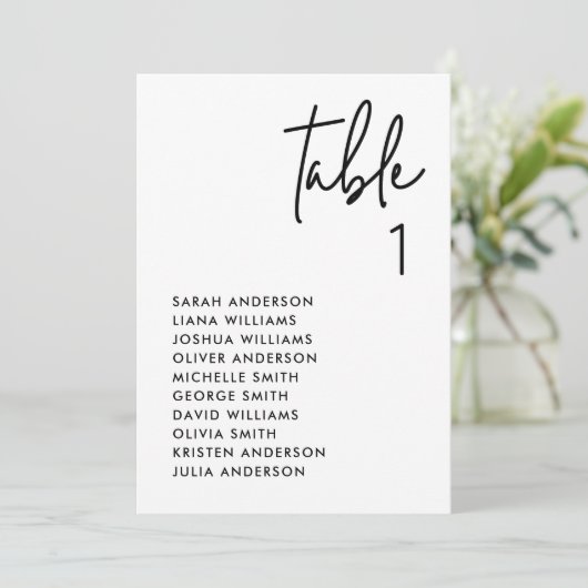 ミニマモダンリスト結婚の座席表カード 招待状 (スタンド正面)