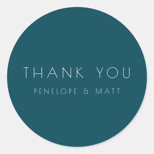 ミニマモダンリスト結婚の感謝ティール(緑がかった色) ラウンドシール (正面)